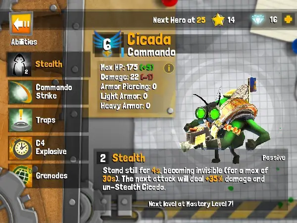 Bug Heroes 2 character select