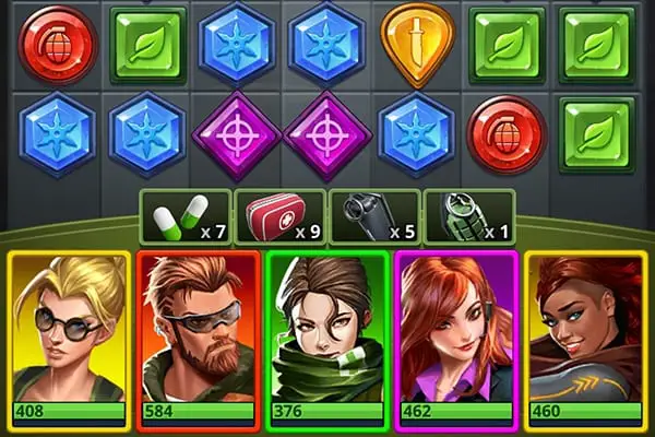 Puzzle Combat heroes and combat items