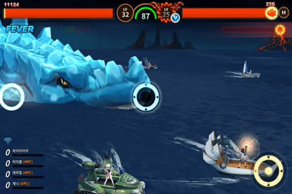 4 Players hunting one of many raid bosses in FishIsland: Fishing Paradise