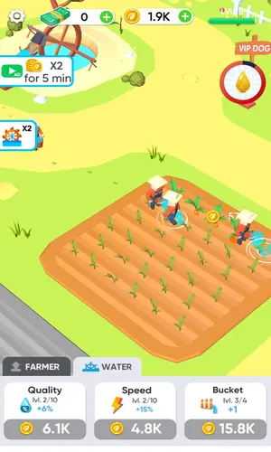 Android Idle Farming Game Screen