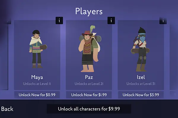 Alto's Odyssey unlockable characters