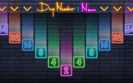 Drop Number Neon 2048 Title Screen