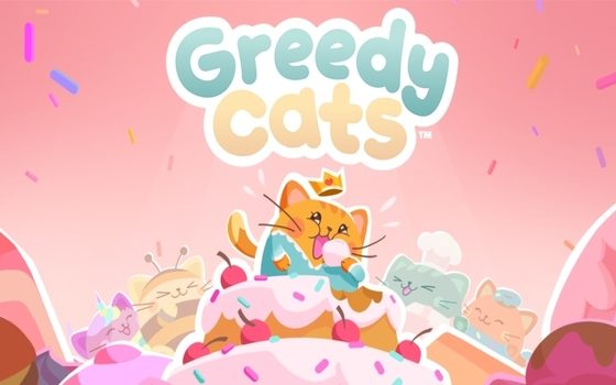 Greedy Cats Cat Eating Logo