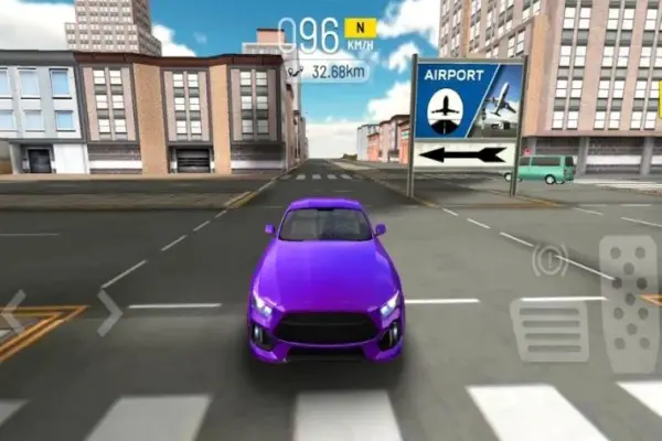 purple car in city
