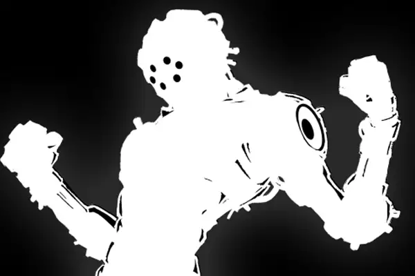 A black and white silhouette of Undestroyed's protagonist