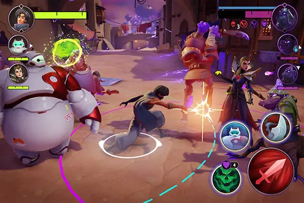 Disney Mirrorverse Baymax Aladin and Evil Queen In Battle